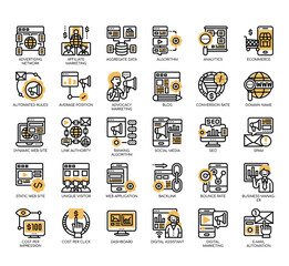 Set of online marketing thin line and pixel perfect icons for any web and app project.