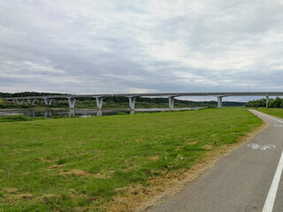 Fototapeta na wymiar Jurbarkas-Kiduliai Bridge in Jurbarkas, Lithuania