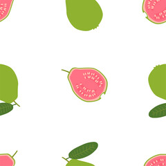 Guava Fruit. Seamless Vector Patterns