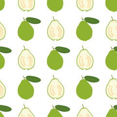 Guava Fruit. Seamless Vector Patterns