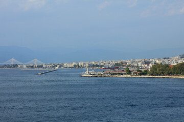 Fototapeta premium Patra , Greece, Monday 4 July 2020 view of the city port from ship covid-19 season holidays high quality prints