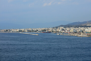 Fototapeta premium Patra , Greece, Monday 4 July 2020 view of the city port from ship covid-19 season holidays high quality prints