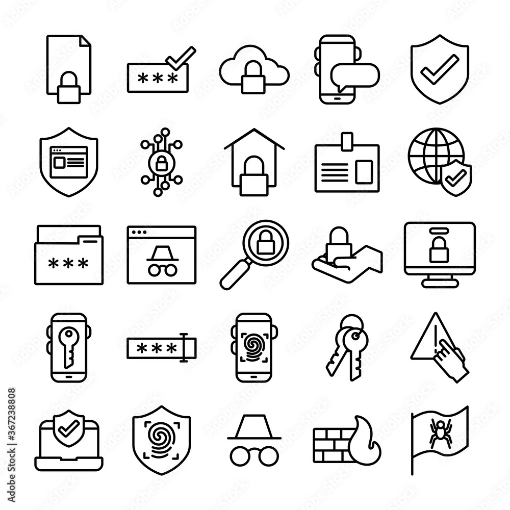 Poster bundle of data security set icons