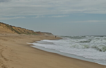 A lone Fisherman on the beach in Cape Cod