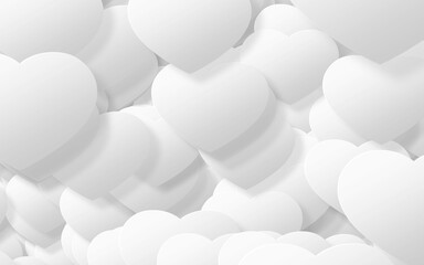 Paper art of White heart on a white background. valentine's day...