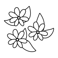 beautiful flowers and leafs garden line style icon