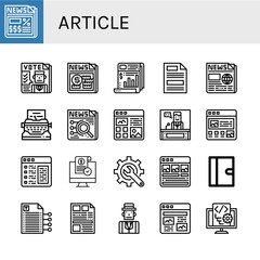 article simple icons set