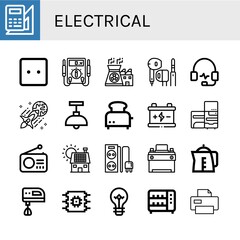 electrical simple icons set