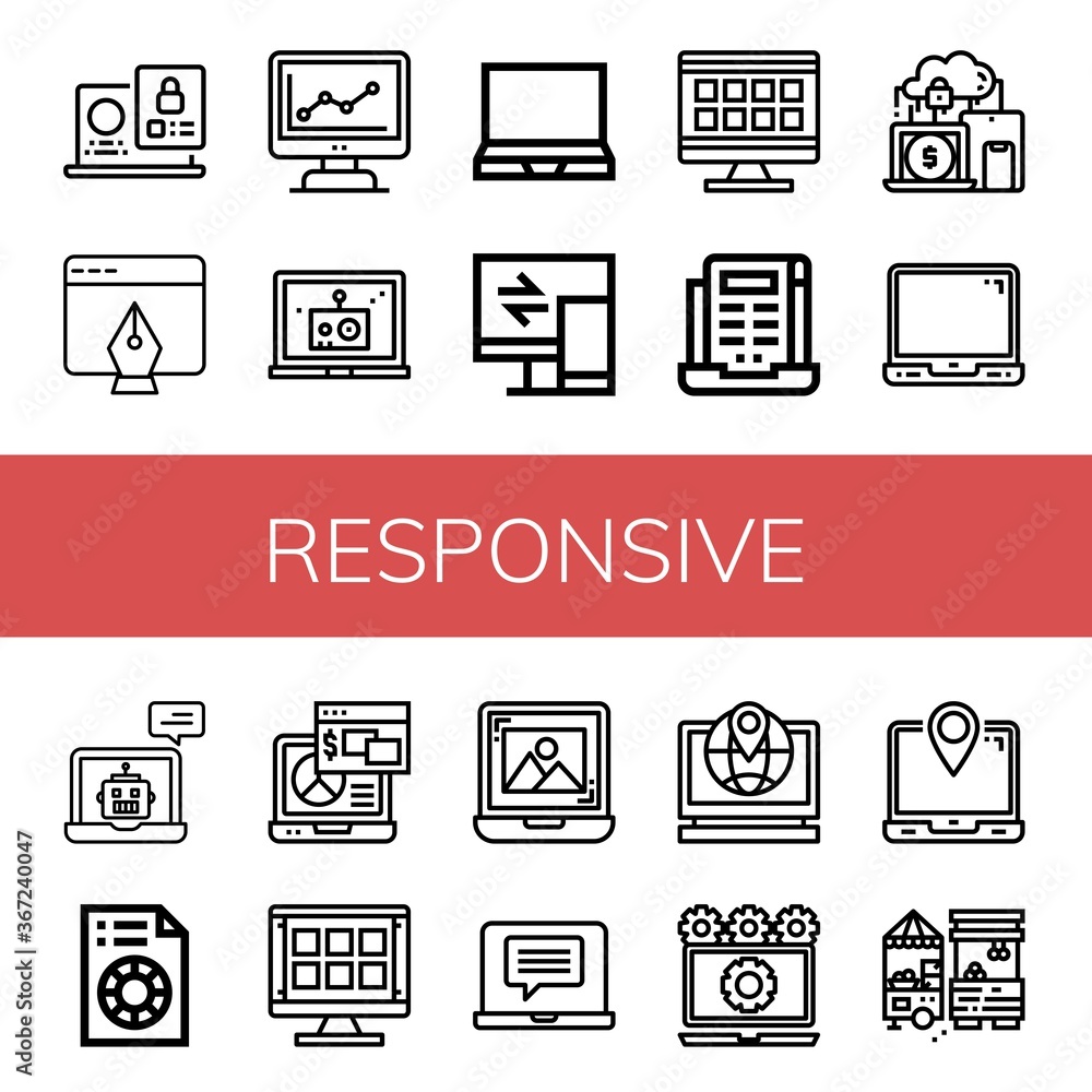 Poster responsive simple icons set