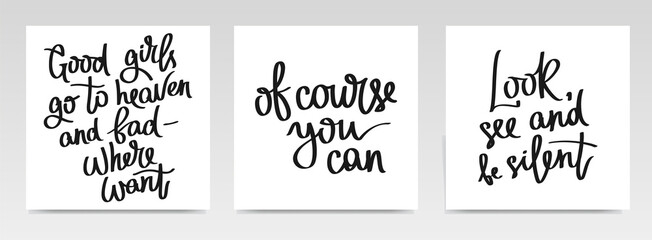 Inspirational quotes letter typography set illustration.