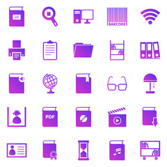 Library gradient icons on white background