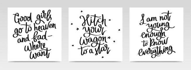 Inspirational quotes letter typography set illustration.