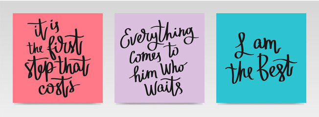 Naklejka premium Inspirational quotes letter typography set illustration.