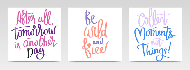 Inspirational quotes letter typography set illustration.
