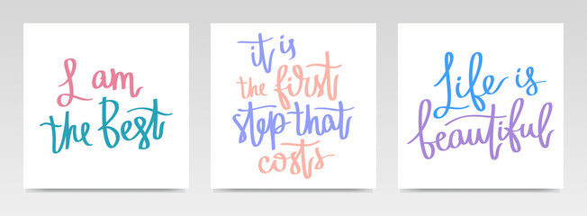 Inspirational quotes letter typography set illustration.