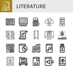 literature simple icons set