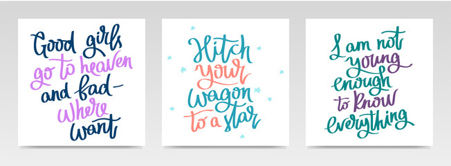 Naklejka premium Inspirational quotes letter typography set illustration.