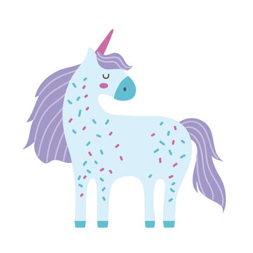 cute unicorn magical character hand draw style icon