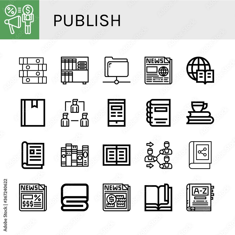 Poster publish simple icons set
