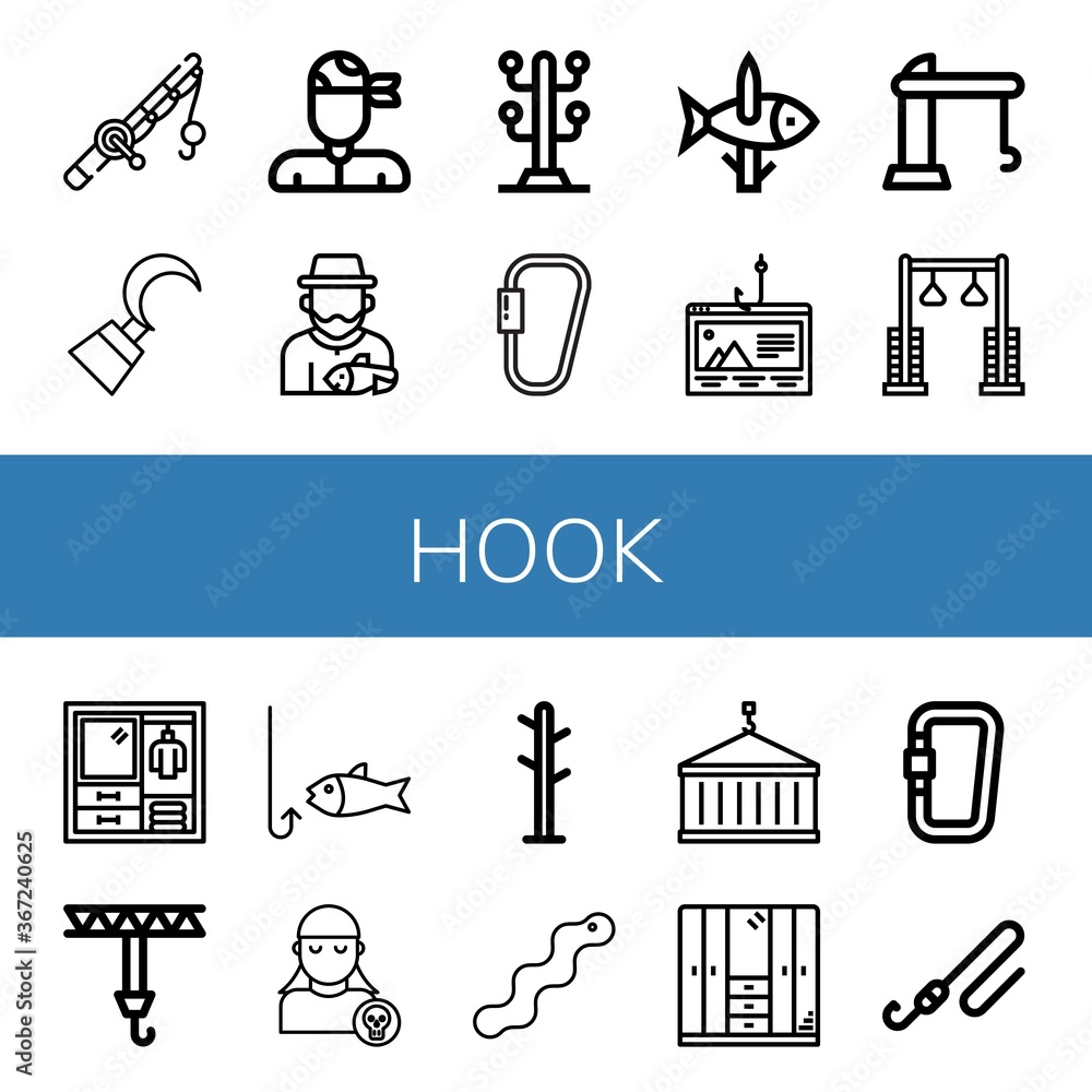 Poster hook simple icons set