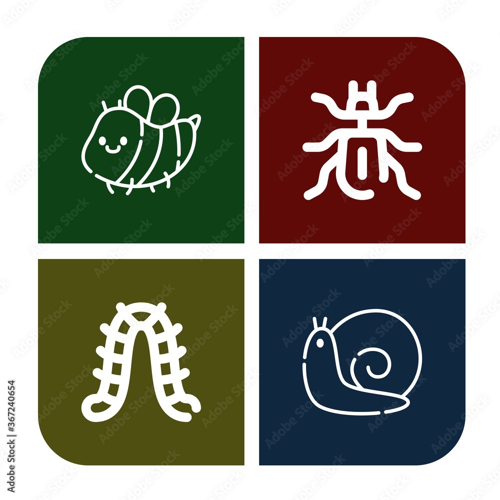 Poster set of bug icons