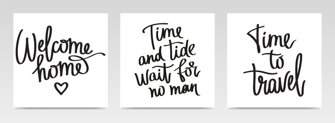 Inspirational quotes letter typography set illustration.