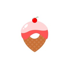 creative combination of ice cream and pin location icon