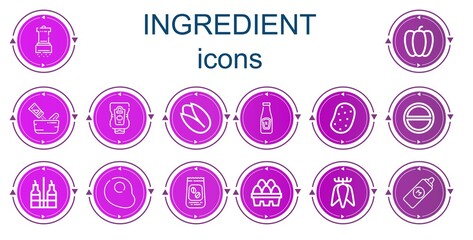 Editable 14 ingredient icons for web and mobile