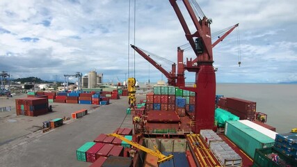 Time lapse of cargo loading & unloading at Lae  Paupa New Guinea
