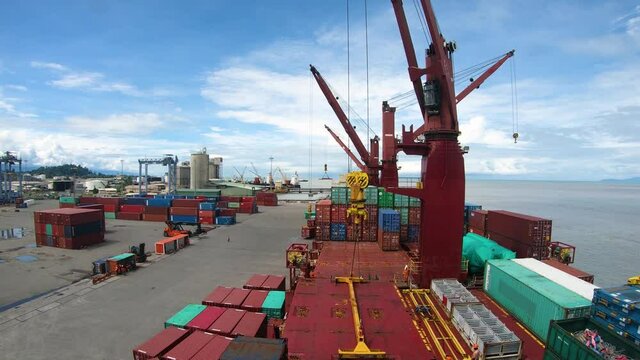 Time lapse of cargo loading & unloading at Lae  Paupa New Guinea