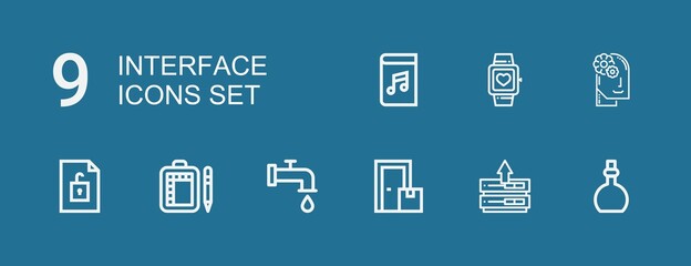 Editable 9 interface icons for web and mobile