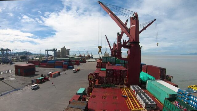 Time lapse of cargo loading & unloading at Lae  Paupa New Guinea