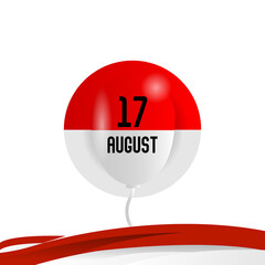 Banner and greeting card balloon and flag independence day indonesia design template