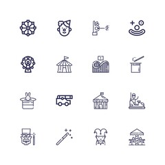 Editable 16 circus icons for web and mobile