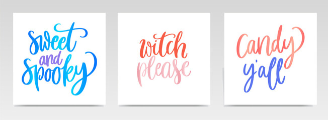 Halloween quotes letter typography set illustration.