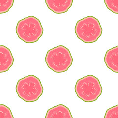 Guava Fruit. Seamless Vector Patterns