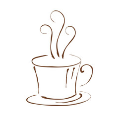 coffee brush line art artistic vector icon with white background