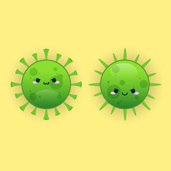 couple of green cute virus character vector