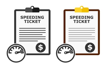 Speeding ticket citation vector set.