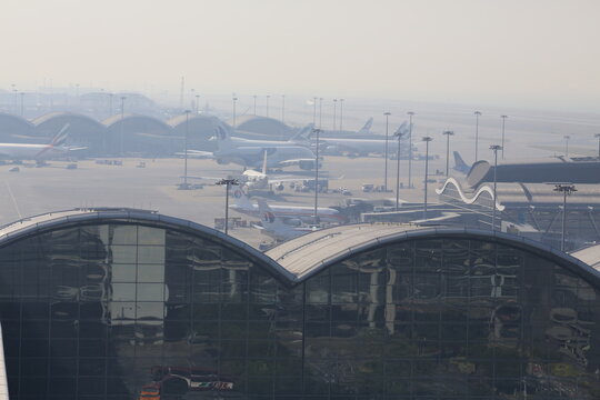 HONG KONG, NOVEMBER 29: the exterior of terminal  in Hong Kong international airport on 29 nov 2014. it also called Chek Lap Kok Airport, it is the main airport in hong kong.