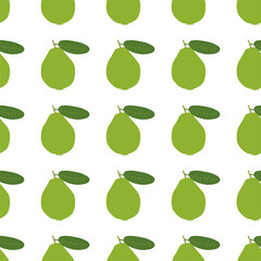 Guava Fruit. Seamless Vector Patterns