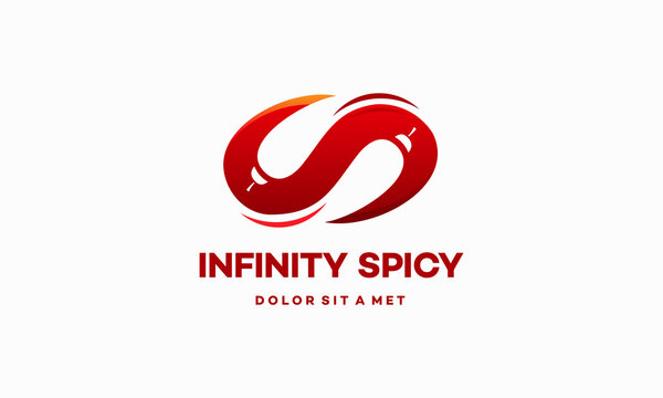 Infinity Spicy Pepper logo designs concept vector ,Red Hot Chili logo designs template