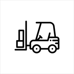 Forklift Truck Icon, Industrial Truck Used For Moving And Lifting Material