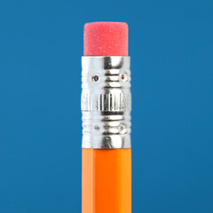 Close up of single yellow pencil eraser
