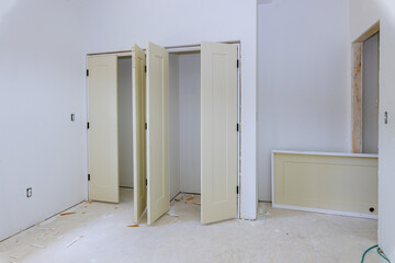 A interior wooden doors a wait installation for new apartment building