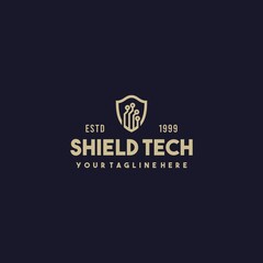 Creative shield tech logo design