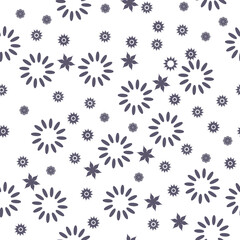 Floral design pattern. Cute seamless grey flowers on background. Vector illustration pattern for fabric, textile, gift wrapping, background, wallpaper, bullet journal