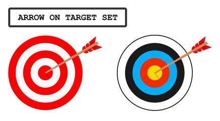 Target with arrow, bullseye vector icons.