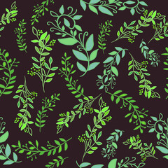 Vector Floral Leaves with Maroon background design seamless Pattern. Great for Fabrics, Textiles