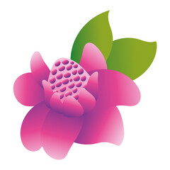 beautiful flower and leafs garden gradient style icon